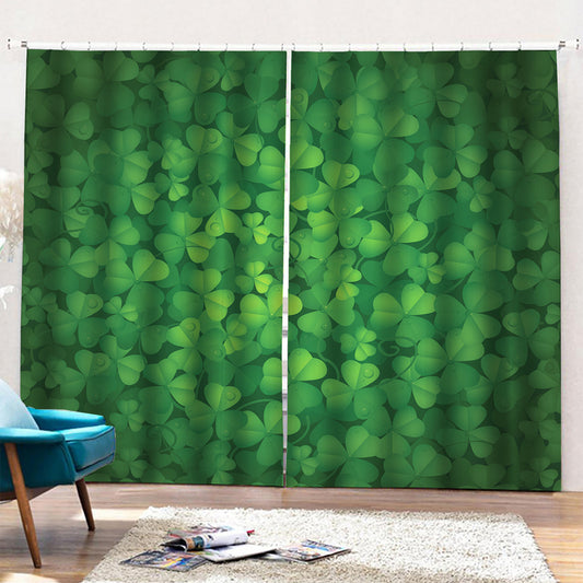 Irish Clover St. Patrick's Day Print Pencil Pleat Curtains