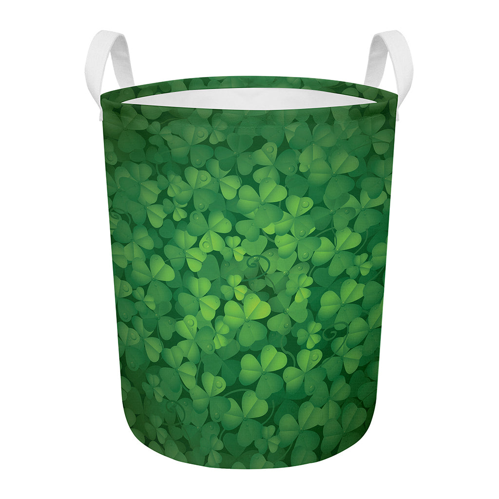 Irish Clover St. Patrick's Day Print Round Laundry Basket