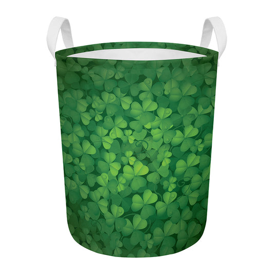 Irish Clover St. Patrick's Day Print Round Laundry Basket