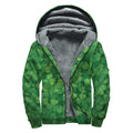 Irish Clover St. Patrick's Day Print Sherpa Lined Zip Up Hoodie