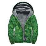 Irish Clover St. Patrick's Day Print Sherpa Lined Zip Up Hoodie