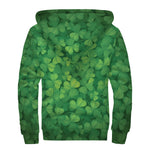 Irish Clover St. Patrick's Day Print Sherpa Lined Zip Up Hoodie