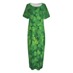 Irish Clover St. Patrick's Day Print Short Sleeve Long Nightdress