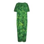 Irish Clover St. Patrick's Day Print Short Sleeve Long Nightdress