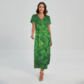 Irish Clover St. Patrick's Day Print Short Sleeve Maxi Dress