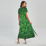 Irish Clover St. Patrick's Day Print Short Sleeve Maxi Dress