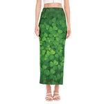 Irish Clover St. Patrick's Day Print Side Slit Maxi Skirt