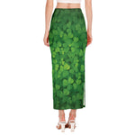 Irish Clover St. Patrick's Day Print Side Slit Maxi Skirt