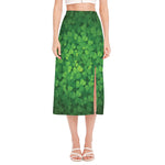 Irish Clover St. Patrick's Day Print Side Slit Midi Skirt