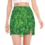 Irish Clover St. Patrick's Day Print Side Slit Mini Skirt