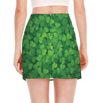 Irish Clover St. Patrick's Day Print Side Slit Mini Skirt