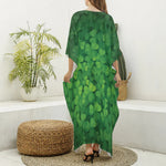 Irish Clover St. Patrick's Day Print Silk V-Neck Kaftan Dress