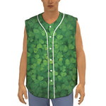 Irish Clover St. Patrick's Day Print Sleeveless Baseball Jersey