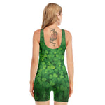 Irish Clover St. Patrick's Day Print Sleeveless One Piece Swimsuit