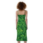 Irish Clover St. Patrick's Day Print Slim Fit Midi Cami Dress