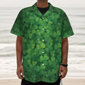 Irish Clover St. Patrick's Day Print Textured Short Sleeve Shirt
