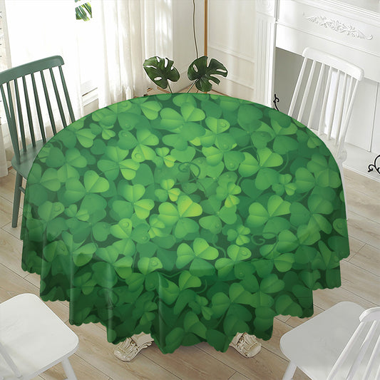 Irish Clover St. Patrick's Day Print Waterproof Round Tablecloth