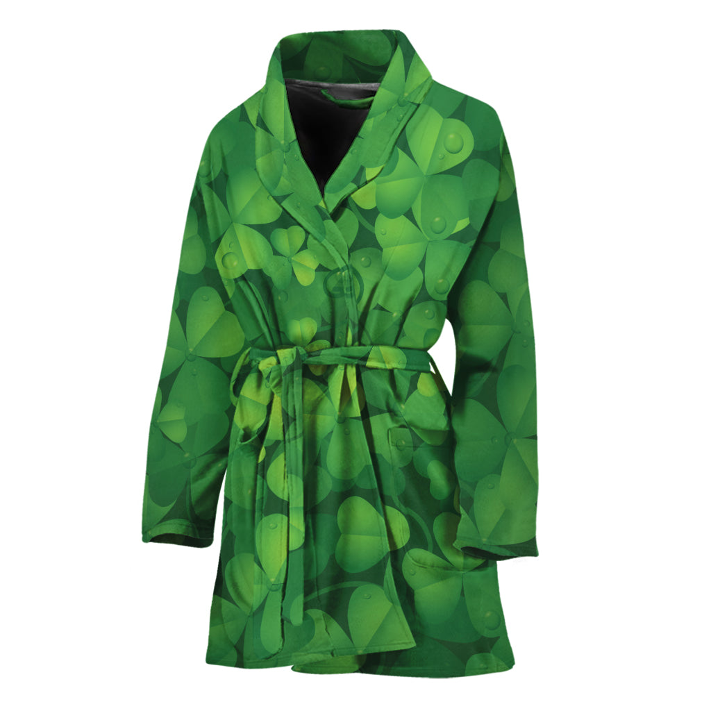 Irish Clover St. Patrick's Day Print Women's Bathrobe