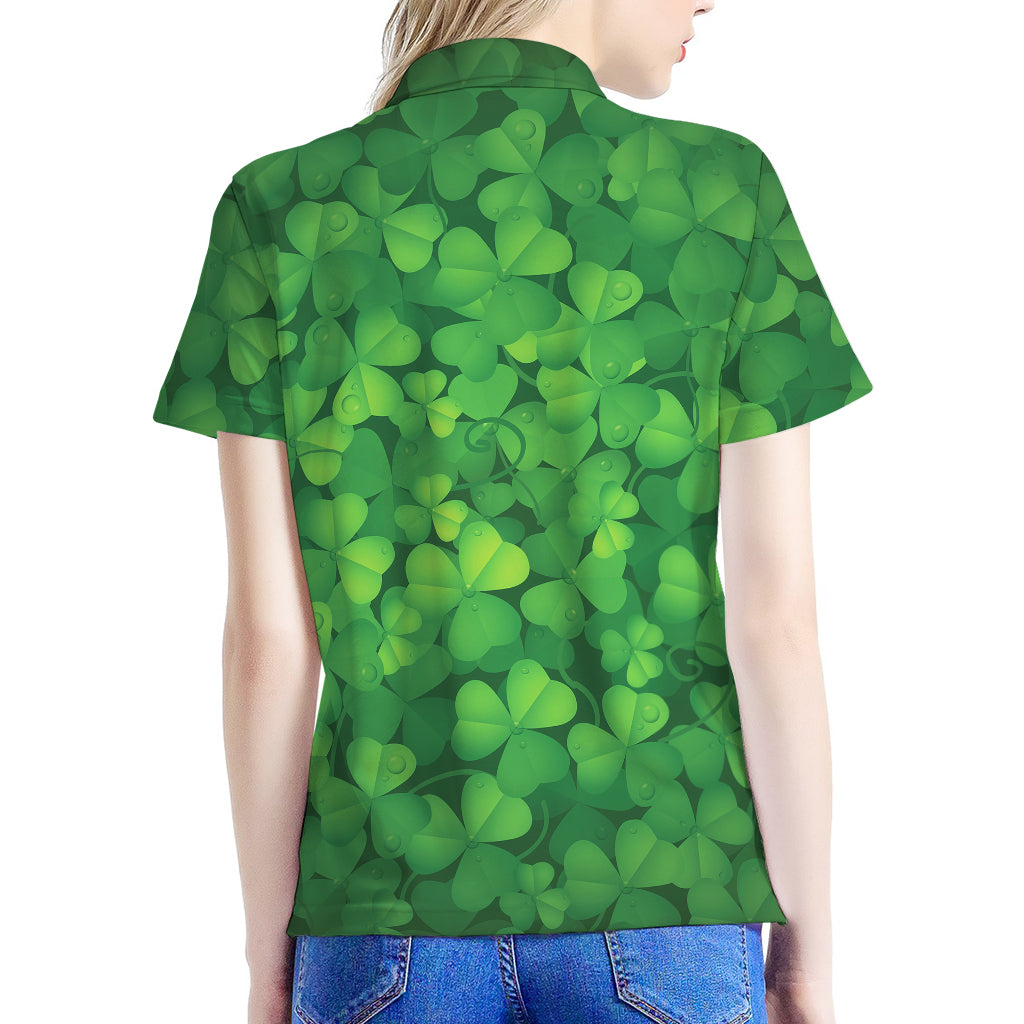 Irish Clover St. Patrick's Day Print Women's Polo Shirt