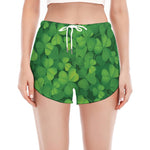 Irish Clover St. Patrick's Day Print Women's Split Running Shorts