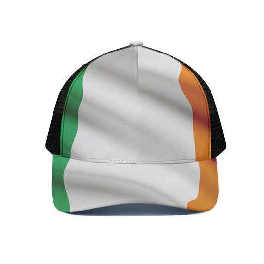 Irish Flag Print Black Mesh Trucker Cap