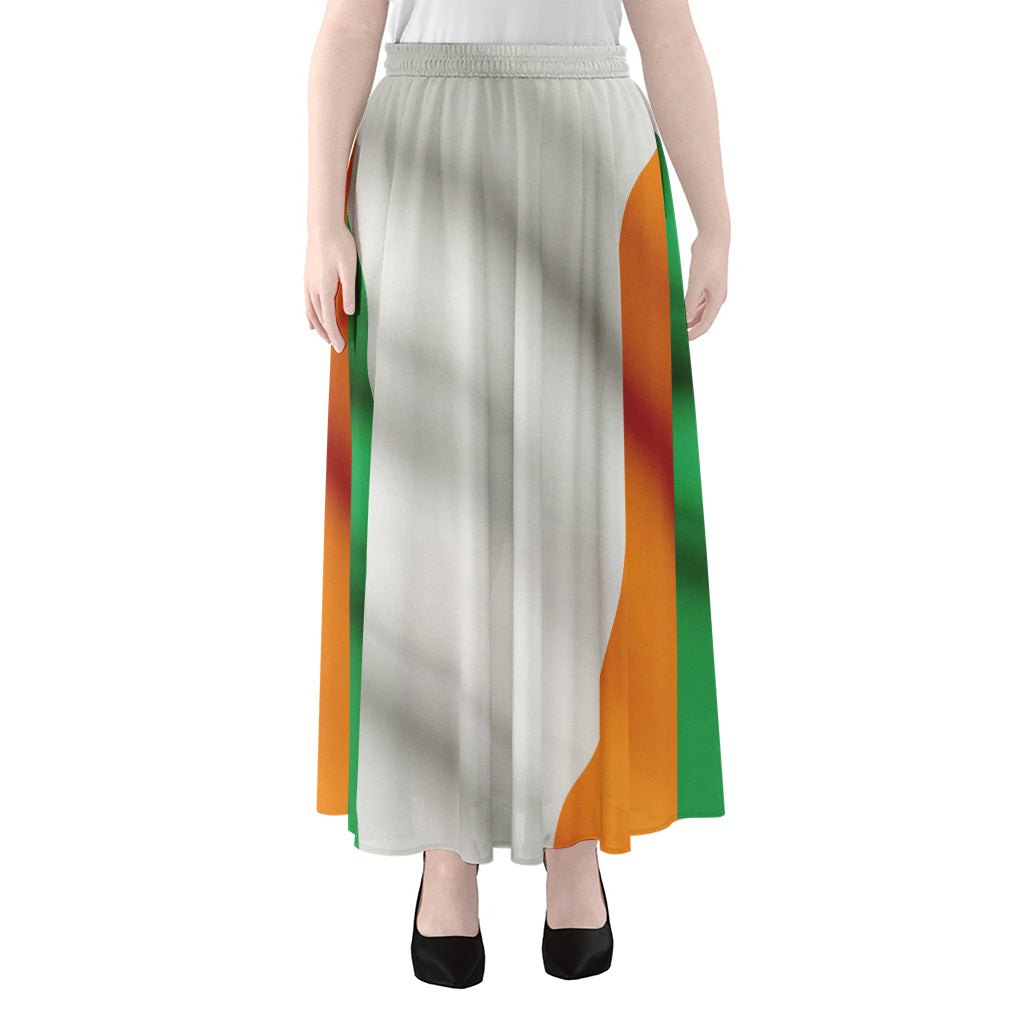 Irish Flag Print Chiffon Maxi Skirt