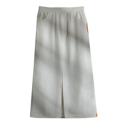 Irish Flag Print Cotton Front Slit Maxi Skirt