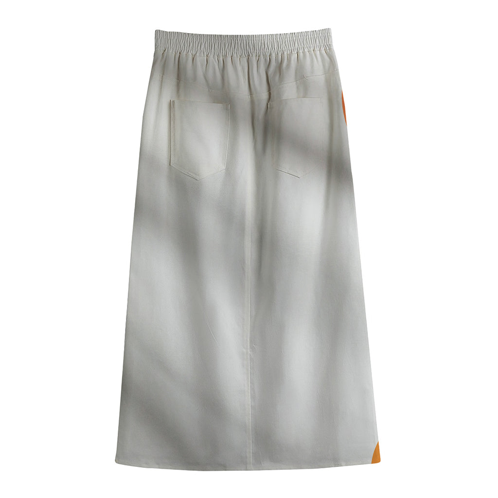 Irish Flag Print Cotton Front Slit Maxi Skirt