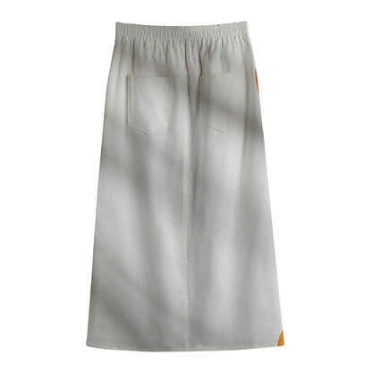 Irish Flag Print Cotton Front Slit Maxi Skirt