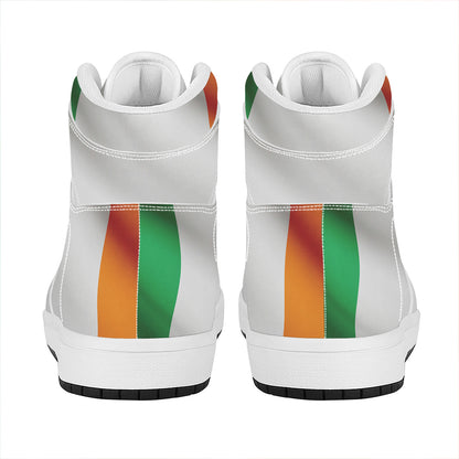 Irish Flag Print High Top Leather Sneakers