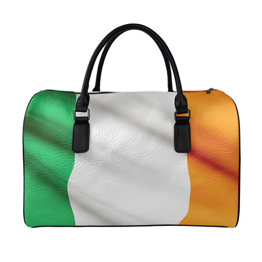 Irish Flag Print Leather Duffle Bag