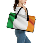 Irish Flag Print Leather Duffle Bag