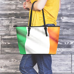 Irish Flag Print Leather Tote Bag