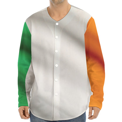 Irish Flag Print Long Sleeve Baseball Jersey