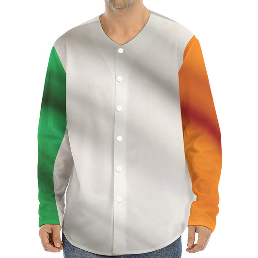 Irish Flag Print Long Sleeve Baseball Jersey
