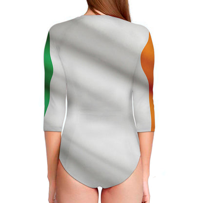 Irish Flag Print Long Sleeve Swimsuit