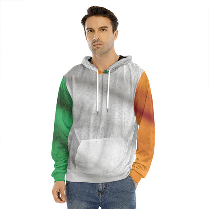 Irish Flag Print Men's Velvet Pullover Hoodie