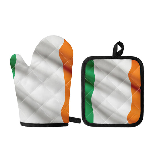 Irish Flag Print Oven Mitt And Pot Holder Set