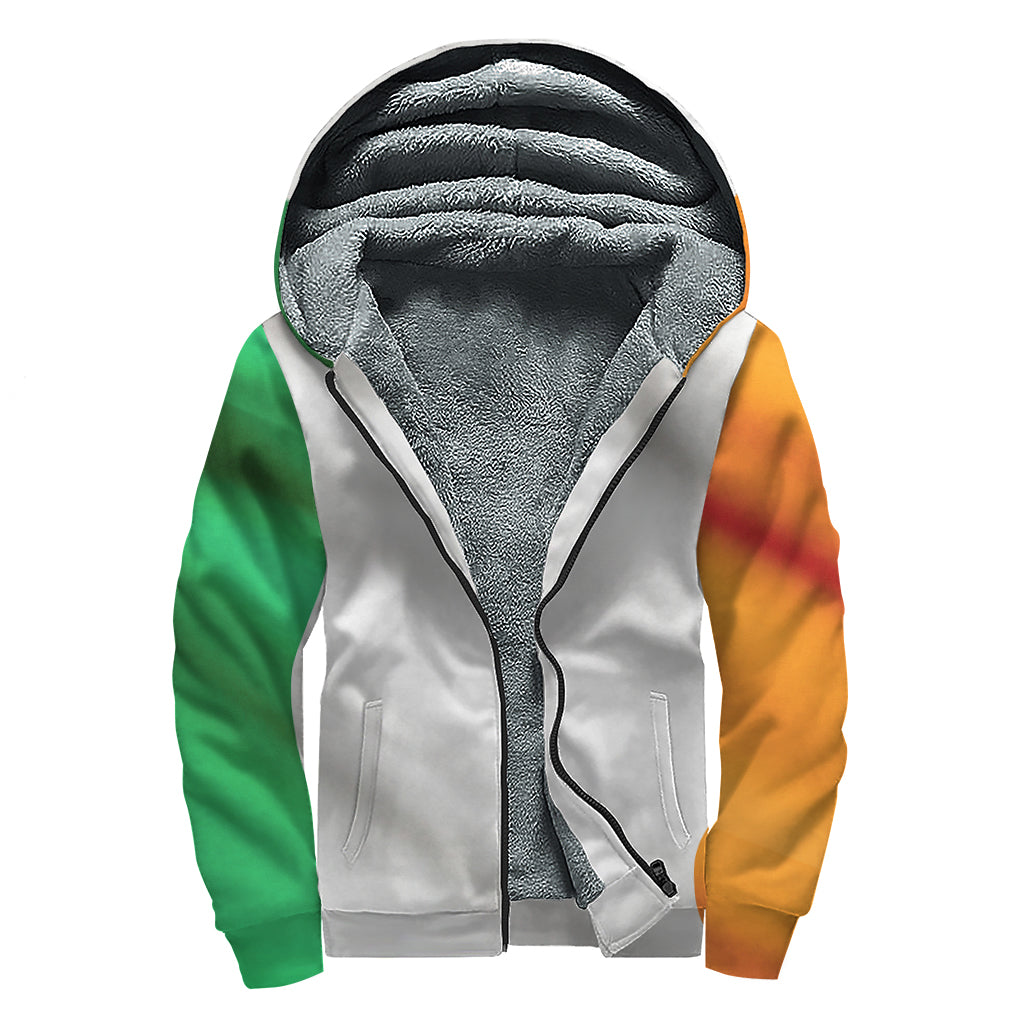 Irish Flag Print Sherpa Lined Zip Up Hoodie