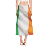 Irish Flag Print Side Slit Midi Skirt