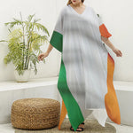 Irish Flag Print Silk V-Neck Kaftan Dress