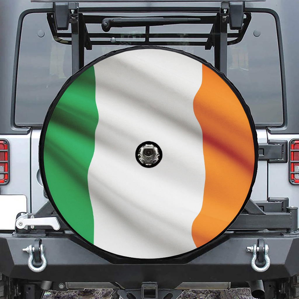 Irish Flag Print Tire Cover With Camera Hole