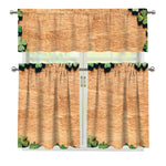 Irish Four Leaf Clovers Wood Print 3 Piece Kitchen Curtains