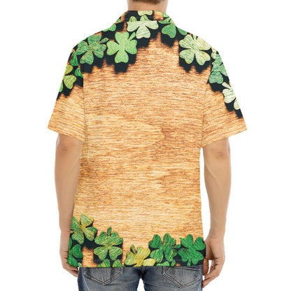 Irish Four Leaf Clovers Wood Print Aloha Shirt