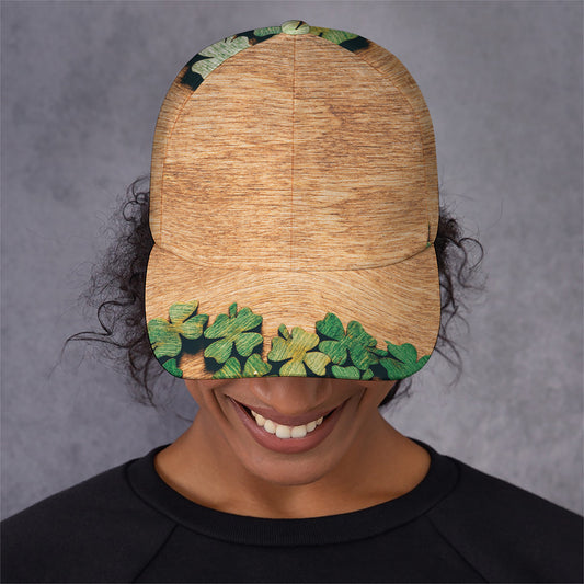Irish Four Leaf Clovers Wood Print Baseball Cap