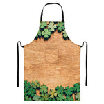 Irish Four Leaf Clovers Wood Print Bib Apron With Pocket