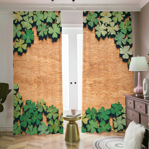 Irish Four Leaf Clovers Wood Print Blackout Pencil Pleat Curtains