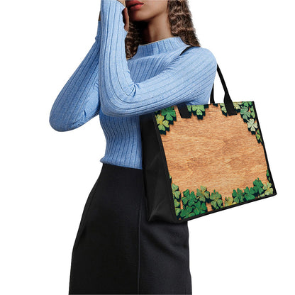 Irish Four Leaf Clovers Wood Print Canvas Tote Bag