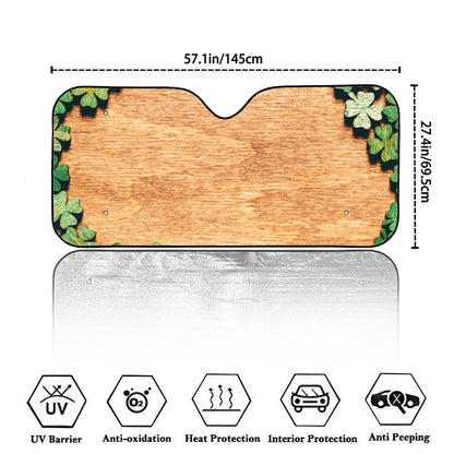 Irish Four Leaf Clovers Wood Print Car Windshield Sun Shade