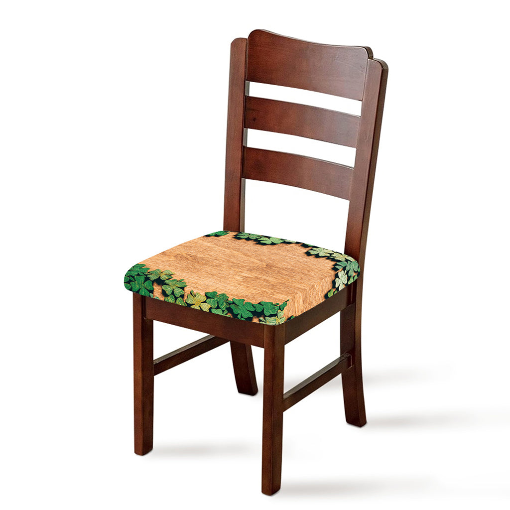 Irish Four Leaf Clovers Wood Print Chair Cushion Cover